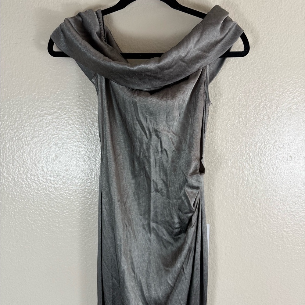 Michael Costello Gray Silver Maxi Gown - Picture 2 of 9